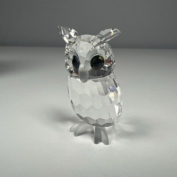 Swarovski Crystal Night Owl 7636 Green & Yellow Eyes With Box & Certificate - Picture 2 of 7